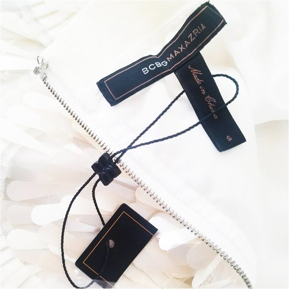 BCBG Max Azria Womens White Sequins Mini Skirt Snowflake NWT - Picture 8 of 13